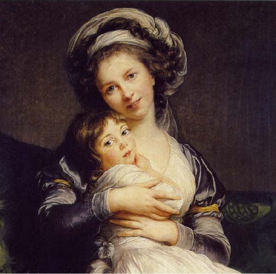 Elisabeth Louise Viegg-Le Brun Self portrait in a Turban with Julie, France oil painting art
